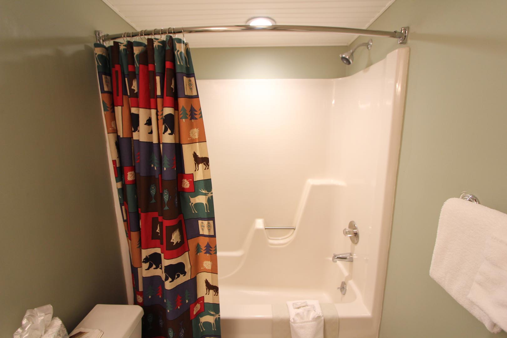 A clean bathroom at VRI's Lake Placid Club Lodges in New York.